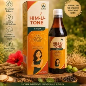HIM-U-TONE Syrup 500ml carton and bottle with Ayurvedic herbs